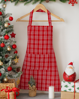 Holiday Kitchen Plaid Cotton Apron